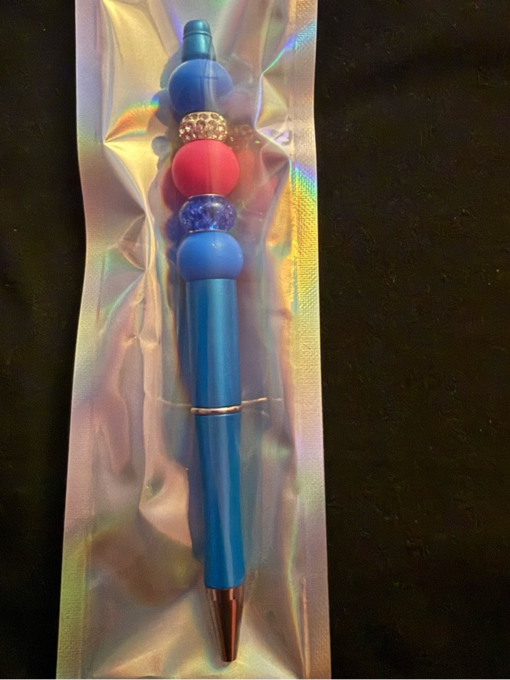 Blue Beaded Decorative Pen